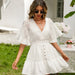 Women Spring Summer New Bohemian Vacation Lace Mosaic Bat Sleeve Dress-Fancey Boutique