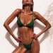 Color-Dark Green-Women Bikini Split Solid Color Swimsuit-Fancey Boutique