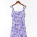 Color-Purple-Summer Sleeveless Sheath Dress French Retro Square Collar Printed Wide Shoulder Strap Slim Fit Slimming Cami Dress-Fancey Boutique