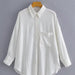 Color-White-Spring Summer Cotton Linen Long Sleeve Shirt-Fancey Boutique