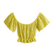 Color-Green-Spring Women Jacquard Hollow Out Cutout off Shoulder Sexy Knitted Top-Fancey Boutique