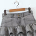 Summer Sexy High Waist Denim Skirt Retro Design Wooden Ear Puffy Cake A line Miniskirt-Fancey Boutique