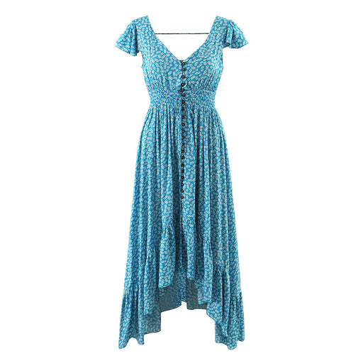 Spring Seaside Vacation Cardigan Lace up Sexy Waist Trimming Long Beach Dress-Fancey Boutique