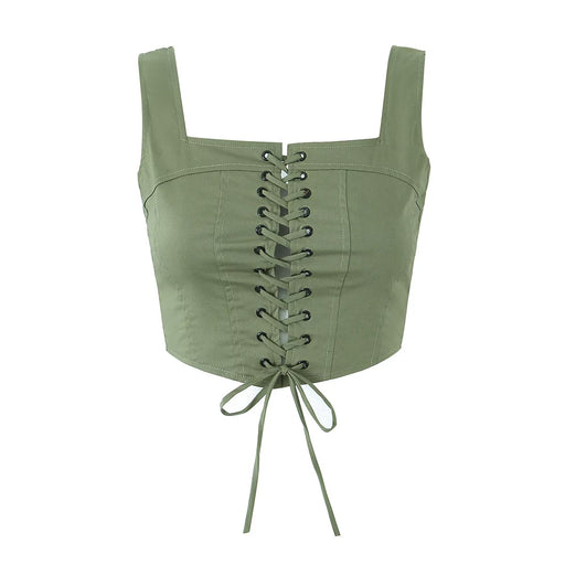 Color-Green-Spring Summer Sling Top Women Sexy Off Shoulder Bare Cropped Top-Fancey Boutique