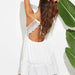 Summer Women Sling Bubble Plaid Back Lace Backless Cami Dress Short Dress-Fancey Boutique