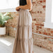 Color-Khaki-Belia Spring Summer Elastic High Waist Rayon Solid Color SU Pleated Stitching Simple All Match Women Clothing Skirt-Fancey Boutique