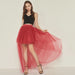 Color-Burgundy-Sexy Irregular Asymmetric Tulle Skirt Solid Color Gauze Skirt Front Short Back Long Pettiskirt-Fancey Boutique