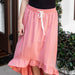 Color-Pink-Solid Color Pleated Stitching Irregular Asymmetric Casual All Matching Women Wear Skirt-Fancey Boutique