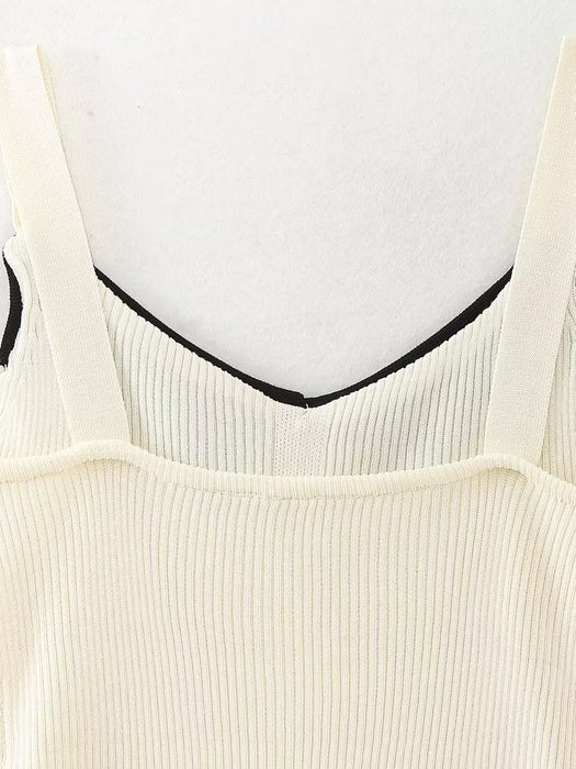 French Classic Square Collar Small Sling Women Summer Outer Wear Inner Wear Base Knitting Vest Sexy Sleeveless Top Tide-Fancey Boutique