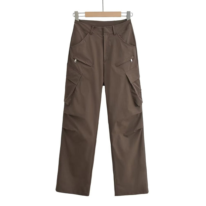 Color-Brown-Street Loose Cargo Pants Women Autumn Lace Thin Casual Pants Women-Fancey Boutique