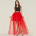 Color-Red-Sexy Irregular Asymmetric Tulle Skirt Solid Color Gauze Skirt Front Short Back Long Pettiskirt-Fancey Boutique