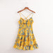 Women Clothing V Neck Flounce Suspender Midi Dress-Yellow-Fancey Boutique