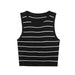 Striped Small Vest Sling Women Silk Inner Bottoming Shirt Summer Short Knitted Short Sleeved T shirt-Black-Fancey Boutique