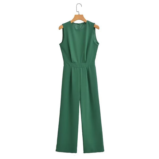 Color-Green-Spring Women Clothing Urban Casual Three Color Sleeveless Fitted Waist Jumpsuit-Fancey Boutique