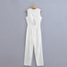 Color-White-Spring Women Clothing Urban Casual Three Color Sleeveless Fitted Waist Jumpsuit-Fancey Boutique