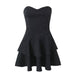 Color-Black-Pure Sexy Strapless Tube Top Dress Maiden Sexy Slim High Waist Layer Cake Short Summer-Fancey Boutique