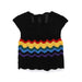 Knitted Vest Summer Contrast Color Striped Letters Crocheted Hollow Out Cutout Design round Neck Sweater Top-Fancey Boutique