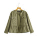 Women Two Color Top Laminated Decoration Coat-Army Green-Fancey Boutique