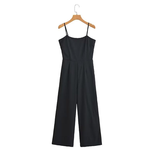 Color-Black-Spring Summer Women High Waist Suspender Jumpsuit-Fancey Boutique