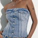 Corset Denim Tube Top Sexy Inner Wear Early Spring Breasted Design Women Clothing-Fancey Boutique