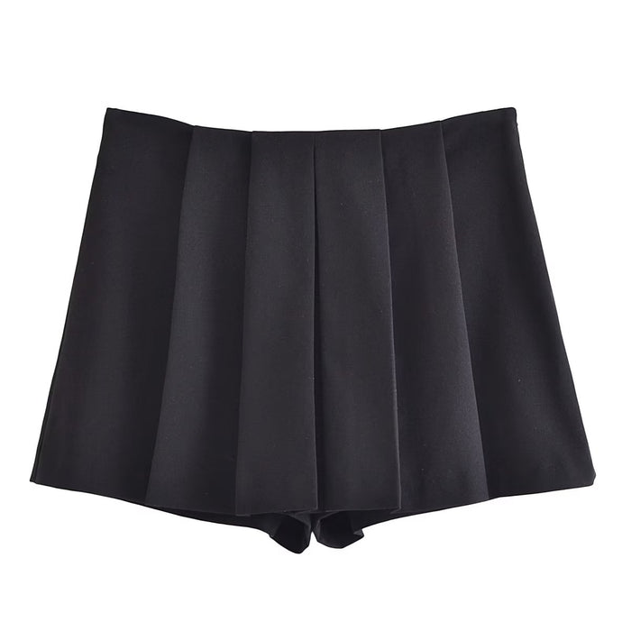 Color-Black-Summer Wind Women Black Casual Wide Pleated Pantskirt-Fancey Boutique