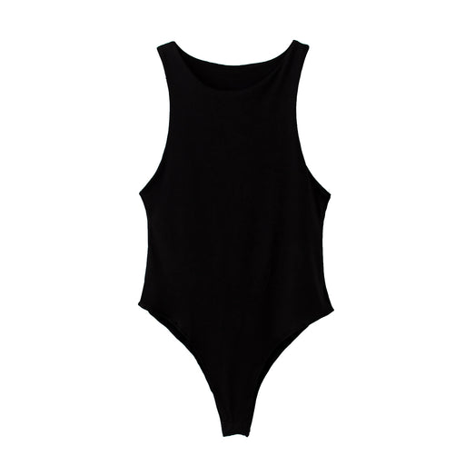 Color-Black-Jumpsuit Women Sexy Slim Beach Bodysuit Solid Color Tight Jumpsuit Top-Fancey Boutique
