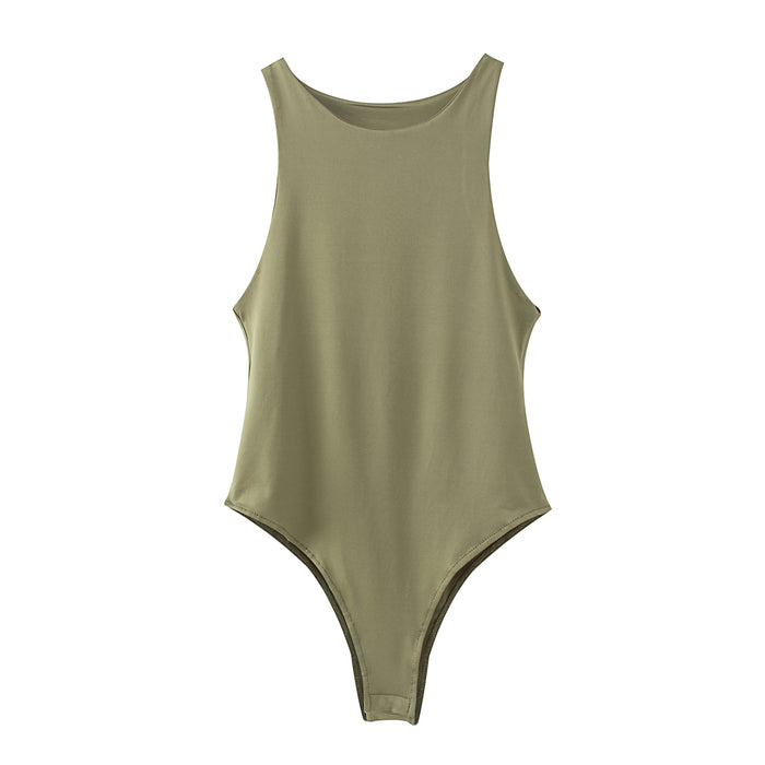 Color-Green-Jumpsuit Women Sexy Slim Beach Bodysuit Solid Color Tight Jumpsuit Top-Fancey Boutique