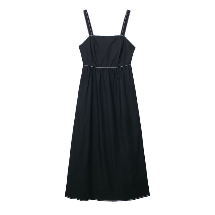 Color-Black-Summer High Waist Slim Waist Wild Sleeveless Tube Top Strap Dress Women-Fancey Boutique