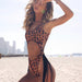 Leopard Print at One Piece Swimsuit Sexy Cutout Steel Ring Tassel One Piece Bikini-Fancey Boutique
