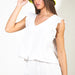 Summer Women V neck Ruffled Top Shorts Suit-Fancey Boutique