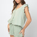 Summer Women V neck Ruffled Top Shorts Suit-Fancey Boutique