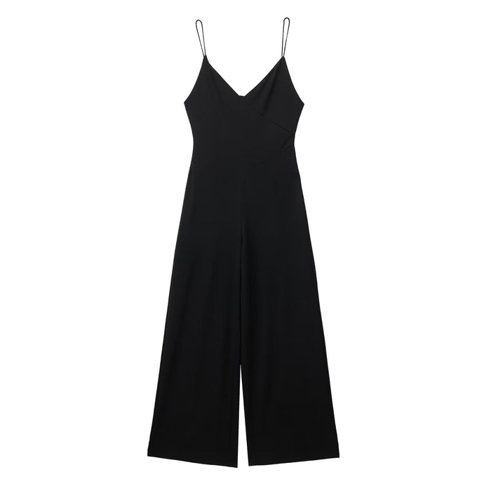 Color-Black-Spring Women Clothing Long Sling Jumpsuit Trousers-Fancey Boutique