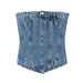 Color-Blue-Summer Women Clothing Elastic Corset Denim Top-Fancey Boutique