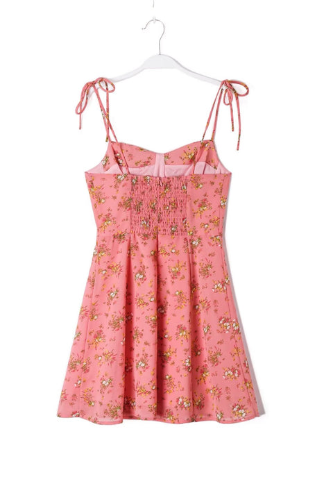 Fresh Sweet Lotus Leaf Slim Fit Holiday Dress Summer A Line Short French Girl Floral Slip Dress-Fancey Boutique