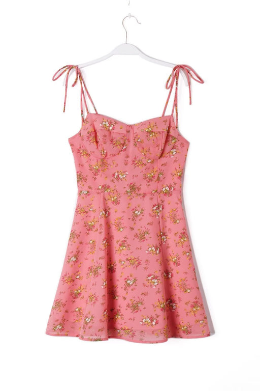 Fresh Sweet Lotus Leaf Slim Fit Holiday Dress Summer A Line Short French Girl Floral Slip Dress-Pink-Fancey Boutique