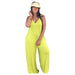 Color-Yellow-Boutique Solid Color V neck Suspender Jumpsuit-Fancey Boutique