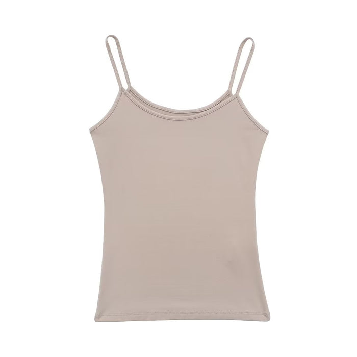 Summer Sexy Fluorescent Camisole Elastic Slim Fit Slimming Short Camisole-Khaki-Fancey Boutique