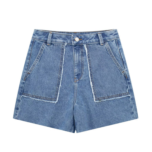Color-Blue-Summer Women Retro Slim High Waist Denim Shorts-Fancey Boutique