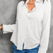 Color-Solid Color Shirt Women Spring Summer Breasted Collared Cotton Linen Loose Cardigan Top Women Women Clothing-Fancey Boutique