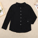 Color-Black-Solid Color Shirt Women Spring Summer Breasted Collared Cotton Linen Loose Cardigan Top Women Women Clothing-Fancey Boutique