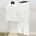 Color-White-Hollowed out Heart Shaped Slim Fit One Button Suit Split Trousers Suit Two Piece Set-Fancey Boutique