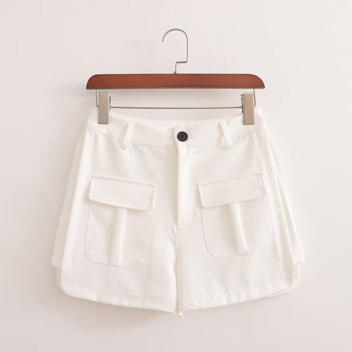 Color-White-Shorts Spring Summer Women Clothing Korean Slimming A Line Casual Pants Small High Waist Wide Leg Pants-Fancey Boutique