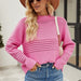 Color-Coral Red-Autumn Winter Pullover Sweater Pit Striped Women Knitwear Sweater Women-Fancey Boutique