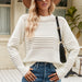 Color-White-Autumn Winter Pullover Sweater Pit Striped Women Knitwear Sweater Women-Fancey Boutique