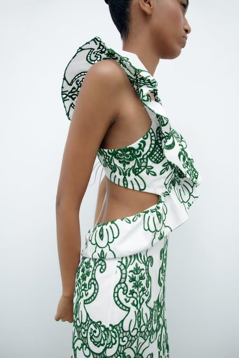 Summer Women Clothing V neck Sleeveless Laminated Decoration Dress-Fancey Boutique