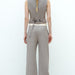 Women Sleeveless Straight Vest High Waist Casual Trousers Suit-Fancey Boutique