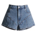 Color-Blue-Summer Sheath Denim Shorts Korean Retro Women High Waist All Matching Straight Contrast Color Shorts Sexy-Fancey Boutique