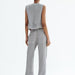 Summer Women Clothing V neck Strap Decorative Vest High Waist Casual Pants Suit-Fancey Boutique