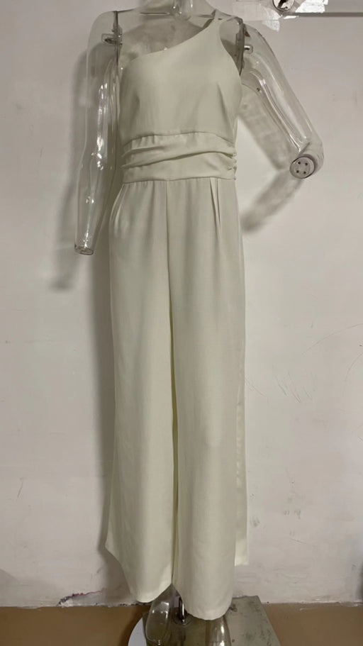 Color-Apricot-Spring Summer Solid Color Loose Wide-Leg Cotton Linen Jumpsuit-Fancey Boutique