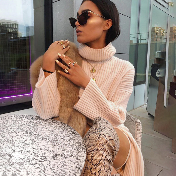 High Collar Loose Long Sleeve Autumn Winter Internet Women Clothing Top Sweater-Fancey Boutique